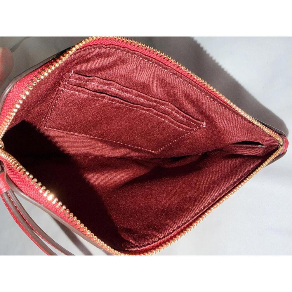 Coach Large Corner Zip Wristlet in Signature Canvas Red - Picture 5 of 6